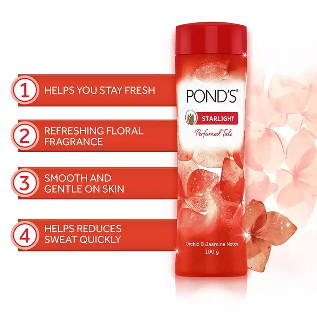 Ponds Starlight Perfumed Talc Powder Orchid & Jasmin Notes 100G