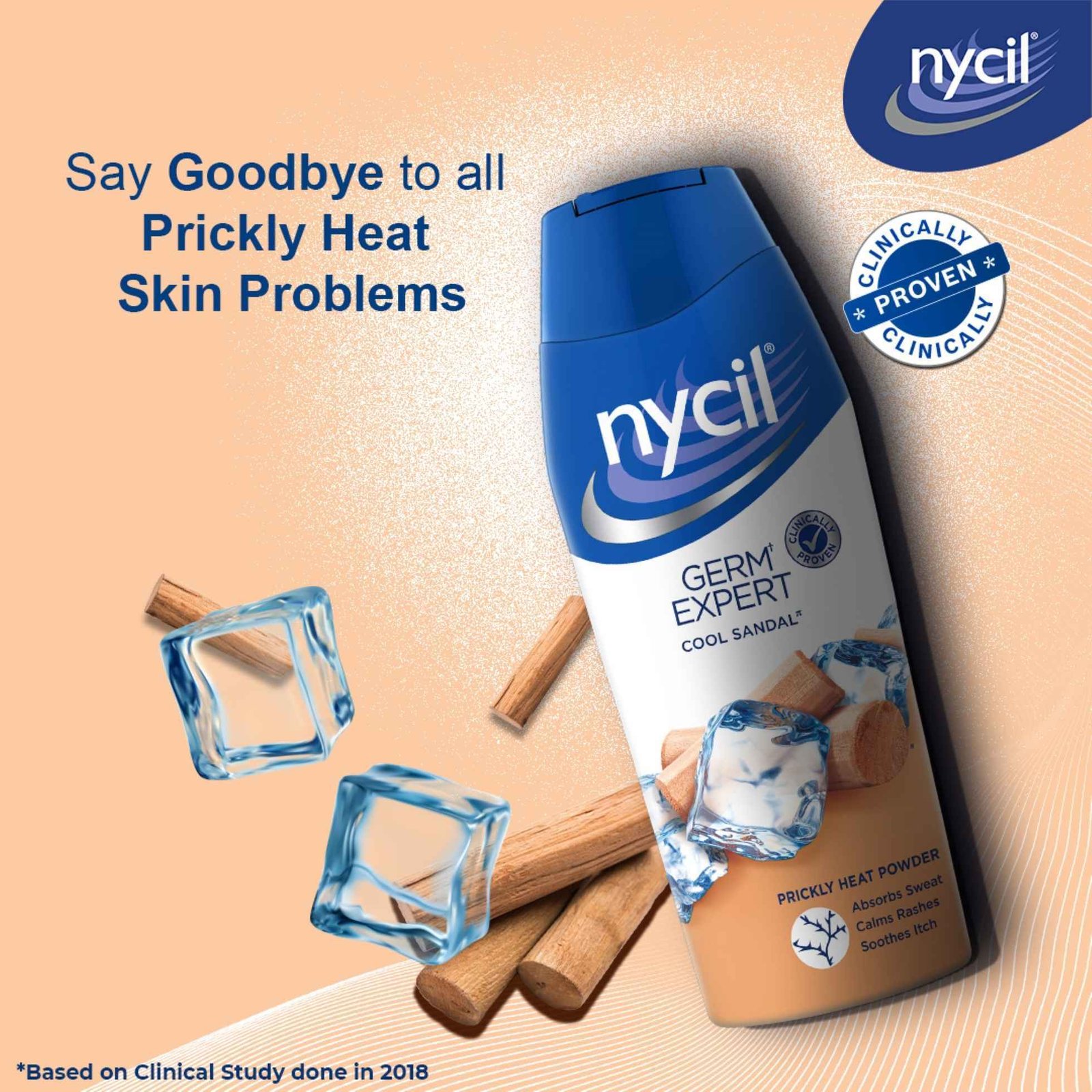 Nycil Germ Expert Cool Sandal Prickly Heat Powder 150 gm