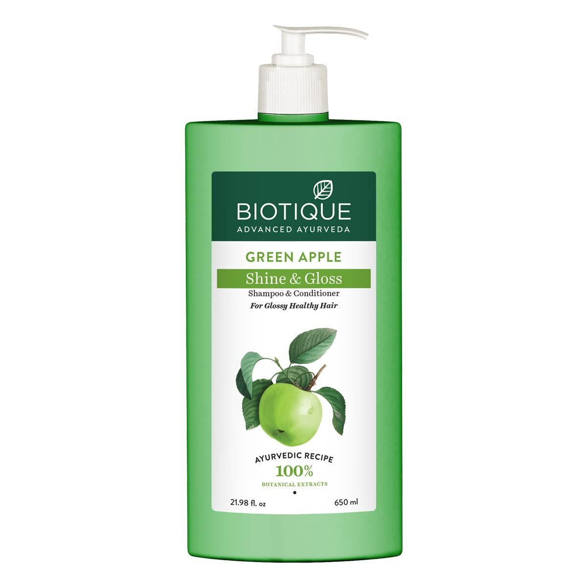 Biotique Green Apple Shine & Gloss Shampoo with Conditioner (650 ml)