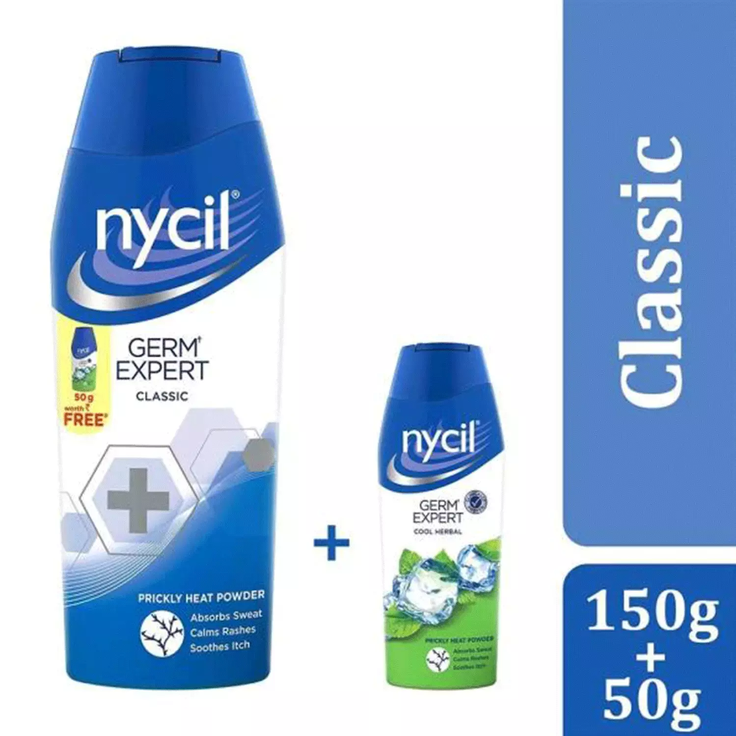 Nycil Germ Expert Prickly Heat Powder - Cool Herbal, 150 g